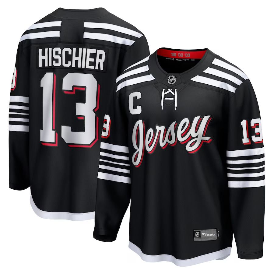 Men New Jersey Devils #13 Nico Hischier Fanatics Branded Black Alternate Premier Breakaway Player NHL Jersey